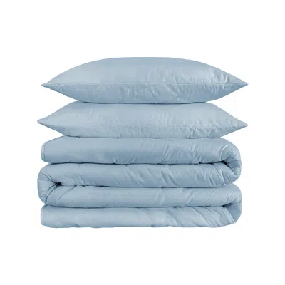 Hivvago Light Blue King Cotton Blend 1200 Thread Count Washable Duvet Cover Set