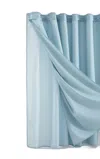 Hivvago Light Blue Sheer And Grid Shower Curtain And Liner Set