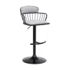 Hivvago Light Gray And Black Fabric With Metal Swivel Low Back Adjustable Height Bar Chair In Black
