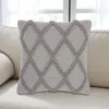 Hivvago Light Gray Textured Lattice Throw Pillow In Gray