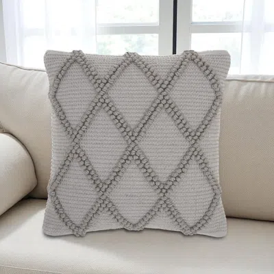 Hivvago Light Gray Textured Lattice Throw Pillow