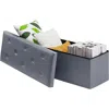 Hivvago Light Grey Faux Leather Upholstered End Of Bed Storage Bench Ottoman In Gray