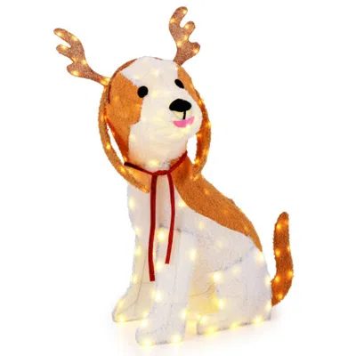 Hivvago Lighted Christmas Dog With Led Lights Ground Stakes And Cable Tiers