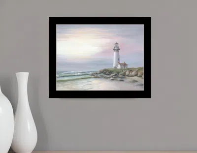 Hivvago Lighthouse At Sunset Black Framed Print Wall Art In Multi