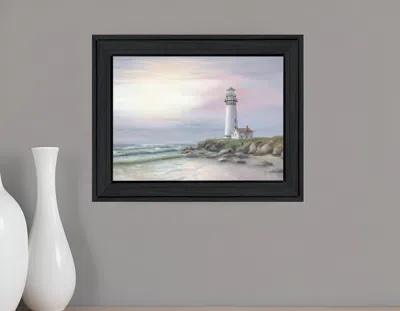 Hivvago Lighthouse At Sunset Black Framed Print Wall Art