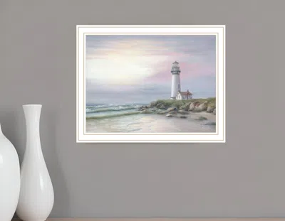 Hivvago Lighthouse At Sunset White Framed Print Wall Art