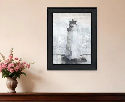 Hivvago Lighthouse Black Framed Print Wall Art In White