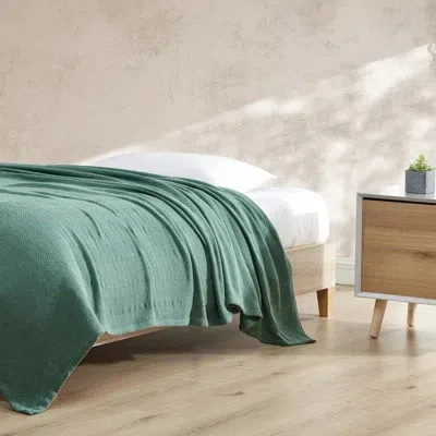Hivvago Lightweight 100-percent Cotton Reversible Knit Blanket In Green