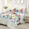 Hivvago Lightweight Floral Navy Blue Coral White 3-piece Polyester Quilt Set