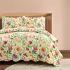 Hivvago Lightweight Polyester Scalloped Edges Floral Quilt Set In Multi