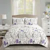 Hivvago Lightweight Purple Grey White Floral Quilt Set In Multi