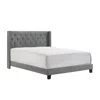 Hivvago Lih Full Bed, Tufted Headboard, Wood Frame, Fabric, Black Legs, Gray