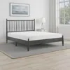 Hivvago Lika Full Platform Bed, Vertical Slatted Headboard, Charcoal Gray Wood In Gray