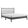 Hivvago Lika Queen Size Platform Bed, Vertical Slatted Headboard, Gray Finish In Gray