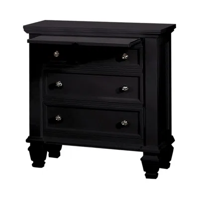 Hivvago Lila 30 Inch Nightstand With Slide Out Tray, Felt Lined Top Drawer, Black