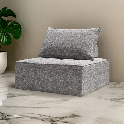 Hivvago Lily 38 Inch Outdoor Lounge Chair, Armless Cushioned Seat, Brown Finish In Gray