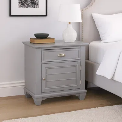 Hivvago Limi Nightstand, 1 Drawer, 1 Door Cabinet, Gray Solid Wood, 28 Inch