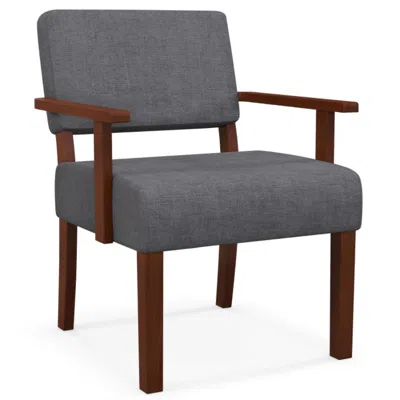 Hivvago Linen Accent Chair Living Room Chair With Soft Padded Seat And Backrest In Gray