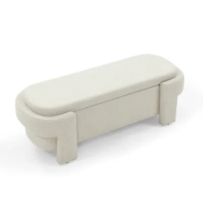 Hivvago Linen Fabric Upholstered Storage Bench For Living Room In Multi