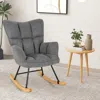 Hivvago Linen Nursery Rocking Chair With High Backrest And Padded Armrests-gray