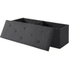 Hivvago Linen Upholstered Bedroom Living Room Entryway Storage Bench Ottoman In Black
