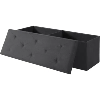 Hivvago Linen Upholstered Bedroom Living Room Entryway Storage Bench Ottoman In Black