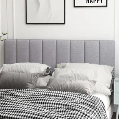 Hivvago Linen Upholstered Headboard With Solid Wood Legs And Adjustable Width-gray