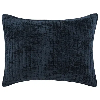 Hivvago Lipa 20 X 26 Hand Stitched Standard Pillow Sham, Rayon Velvet, Quilted Blue In Green