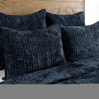 Hivvago Lipa 20 X 36 Hand Stitched Lumbar King Pillow Sham, Rayon Velvet Ocean Blue
