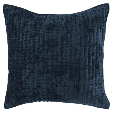 Hivvago Lipa 26 Inch Square Hand Stitched Euro Pillow Sham, Rayon Velvet Ocean Blue
