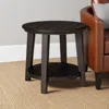Hivvago Liu Side End Table W Bottom Shelf, 26 Inch Round Cherry Brown Plank