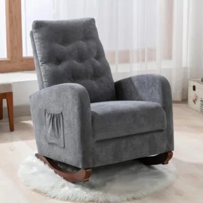 Hivvago Living Room Chair Lazy Recliner Comfortable Fabric High Back Armchair - Antique Gray