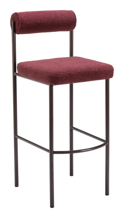 Hivvago Livorno Barstool (set Of 2) Red & Bronze In Burgundy