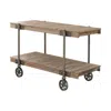 Hivvago Loak 47 Inch Sofa Table, Plank Design, 1 Shelf, Wheels, Brown, Black In Brown