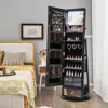 Hivvago Lockable 360â° Swivel Jewelry Cabinet With Full-length Mirror Led Lights-black