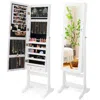 Hivvago Lockable Freestanding Jewelry Cabinet Armoire With Full-length Mirror And Lights
