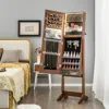 Hivvago Lockable Jewelry Armoire Standing Cabinet With Lighted Full-length Mirror-walnut