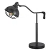 Hivvago Loga 27 Inch Desk Lamp W Adjustable Cage Style Shade, Black Iron