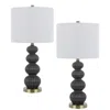 Hivvago Lomy 26 Inch Table Lamp Set Of 2, Stacked Ball Gray Black, White Shade