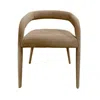 Hivvago Lon 23 Inch Dining Chair, Cushioned Seat, Curved Open Back, Beige Polyester In Brown