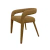 Hivvago Lon 23 Inch Dining Chair, Cushioned Seat, Curved Open Back, Beige Polyester In Brown