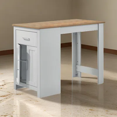 Hivvago Lon 47 Inch Counter Height Kitchen Island Dining Table, White, Brown