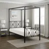 Hivvago Lone Metal Canopy Bed Twin Size, Square Posts, Platform Base, Modern Black In Black