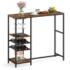 Hivvago Long Bar Table Bar Height Dining Table With Storage Shelves-rustic Brown In Brown