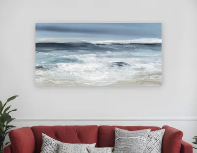 Hivvago Long Beach Shore Unframed Print Wall Art In Blue