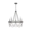 Hivvago Lony 26 Inch Chandelier With White Beaded Candelabra Design, Metal In Gray