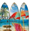 Hivvago Lounge And Umbrella Print Surfboard Shaped 3 Panel Room Divider, Multicolor In Multi