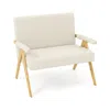 Hivvago Loveseat Sofa With Armrests And Wooden Legs In White
