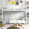 Hivvago Low Profile Twin Over Twin Metal Bunk Bed With Full-length Guardrails-white