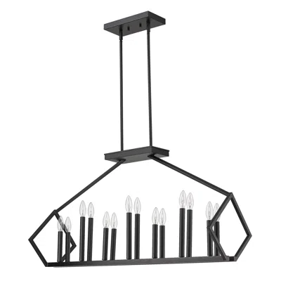 Hivvago Luca 14-light Matte Black Island Pendant